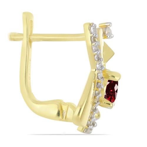 REAL GARNET GEMSTONE CLASSIC EARRINGS IN 925 SILVER